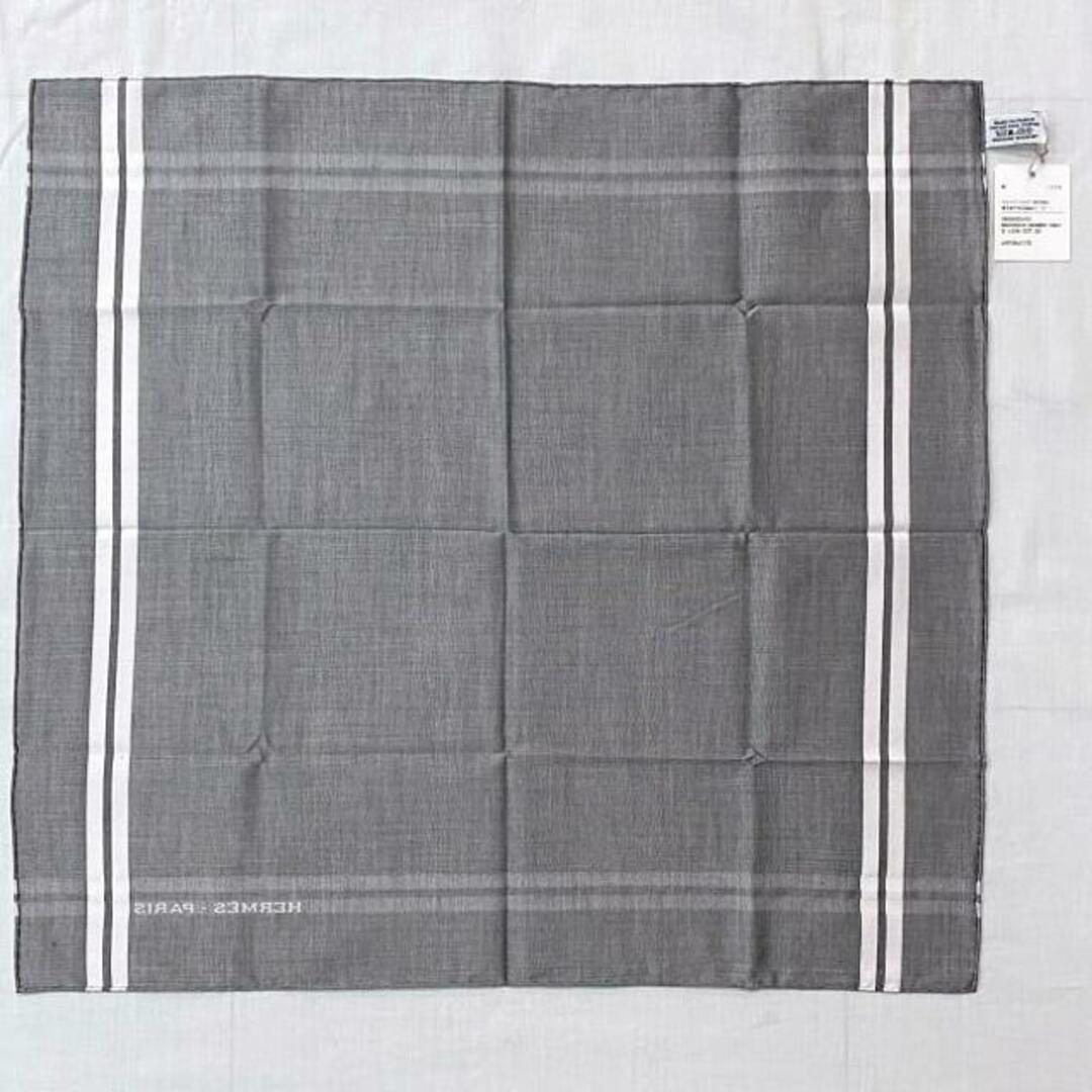 HERMES - エルメス ハンカチ グレー ホワイト タグ付き 未使用 HERMES - エルメス ハンカチ グレー ホワイト タグ付き 未使用
