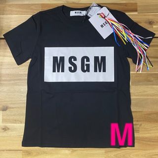 エムエスジイエム(MSGM)の新品　MSGM ボックスロゴTシャツ　ブラック　黒　M 人気　半袖　プレゼント(Tシャツ(半袖/袖なし))