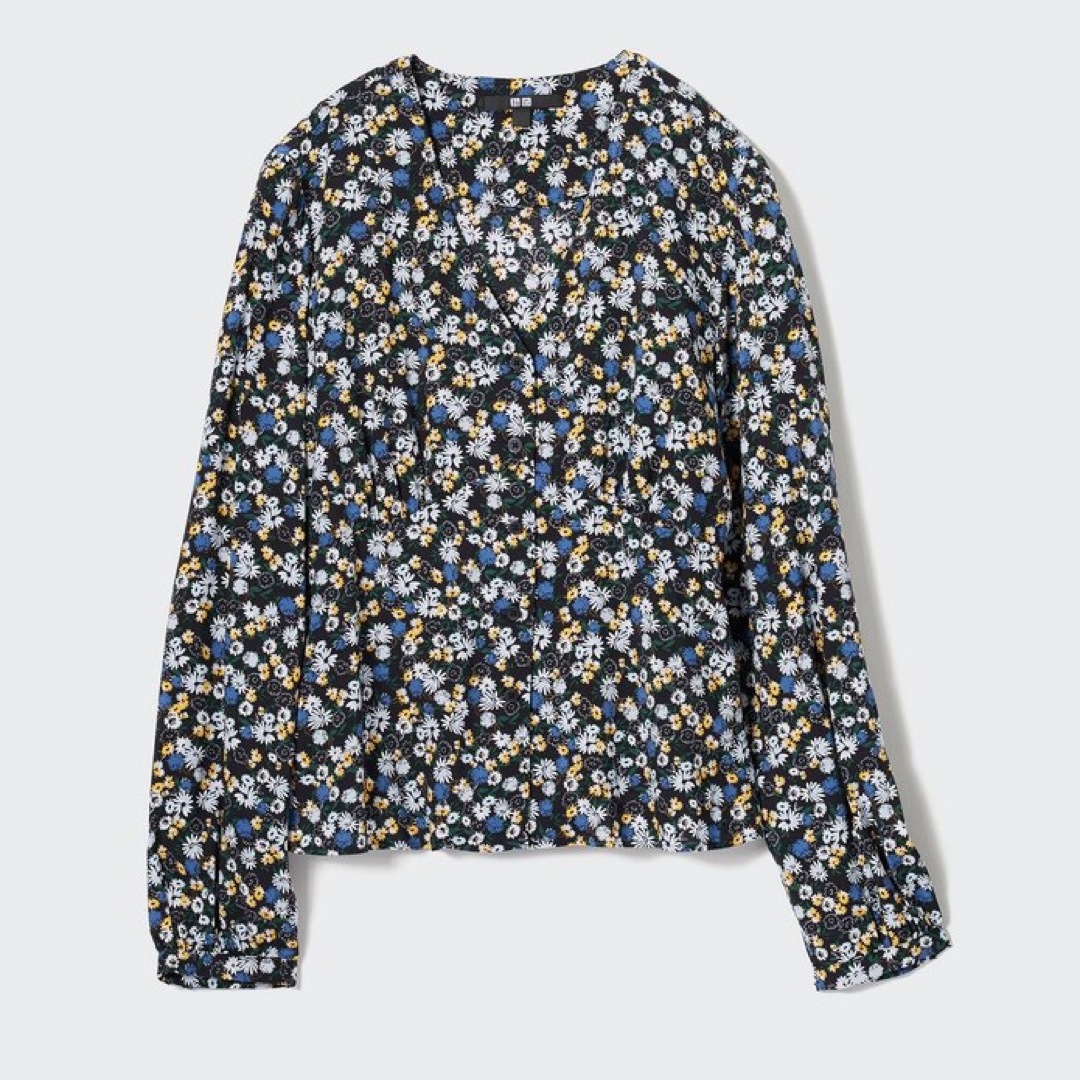 UNIQLO(ユニクロ)のユニクロ　花柄Vネックブラウス レディースのトップス(シャツ/ブラウス(長袖/七分))の商品写真