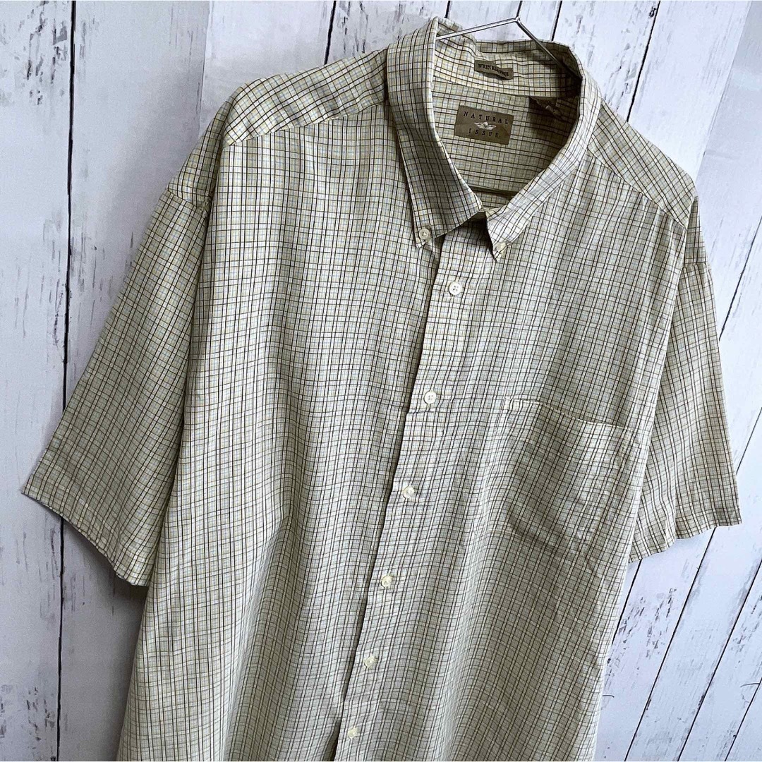 shirts(シャツ)のUSA古着　半袖シャツ　チェック　イエロー　ベージュ　NATURAL ISSUE メンズのトップス(シャツ)の商品写真