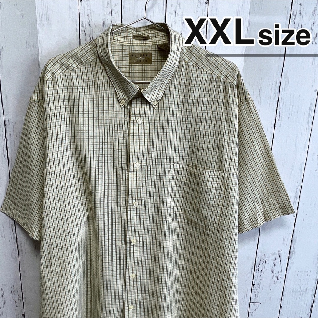 shirts(シャツ)のUSA古着　半袖シャツ　チェック　イエロー　ベージュ　NATURAL ISSUE メンズのトップス(シャツ)の商品写真