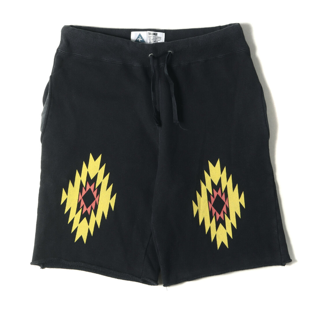 CHALLENGER チャレンジャー パンツ サイズ:S ネイティブ プリント スウェット ショーツ NATIVE SWEAT SHORTS ブラック 黒 ボトムス ズボン ショートパンツ【メンズ】【中古】 メンズのパンツ(ショートパンツ)の商品写真