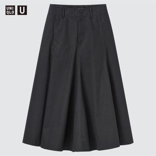 UNIQLO - UNIQLO ユニクロ コットンツイルフレアスカート スカート ブラック 