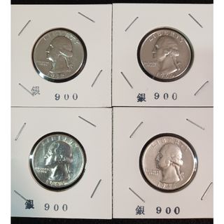 銀貨ワシントン大統領像とワシ 25セント銀貨人気silver900純銀22.5g(金属工芸)