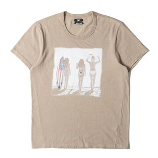 TMT - 美品 TMT ティーエムティー Tシャツ サイズ:L サーファー レディー フォト プリント クルーネック 半袖Tシャツ ベージュ系 トップス カットソー【メンズ】【中古】