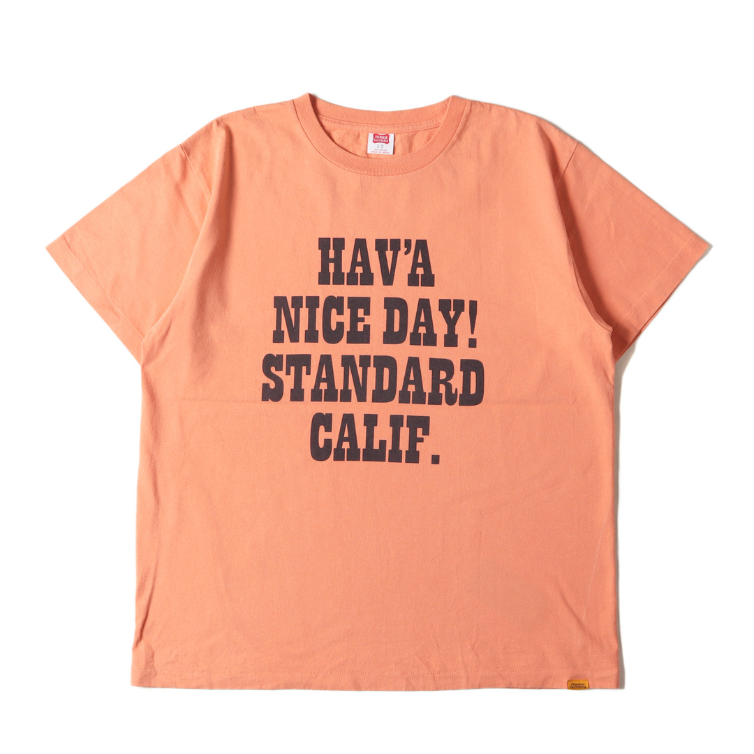 STANDARD CALIFORNIA(スタンダードカリフォルニア)の美品 STANDARD CALIFORNIA スタンダードカリフォルニア Tシャツ サイズ:L 23SS ロゴ クルーネック 半袖Tシャツ SD US Cotton H.N.D. Logo T オレンジ 日本製 トップス カットソー【メンズ】【中古】 メンズのトップス(Tシャツ/カットソー(半袖/袖なし))の商品写真