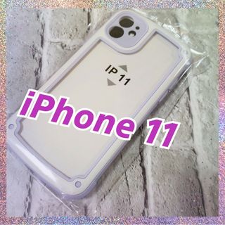 【iPhone11】パープル iPhoneケース 大人気 シンプル フレーム(iPhoneケース)