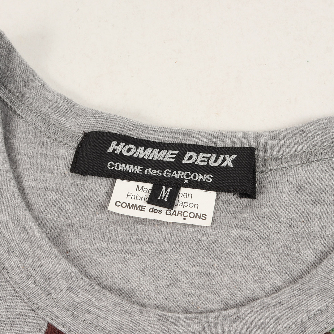 COMME des GARCONS HOMME DEUX コムデギャルソン オムドゥ Tシャツ サイズ:M 13SS ボタニカル パイル 切替 バインダーネック 半袖Tシャツ AD2012 ヘザーグレー ブラウン ベージュ グリーン 日本製 トップス カットソー【メンズ】【中古】 メンズのトップス(Tシャツ/カットソー(半袖/袖なし))の商品写真