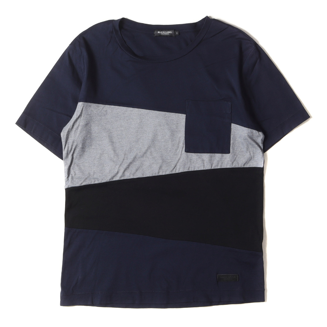 BLACK LABEL CRESTBRIDGE(ブラックレーベルクレストブリッジ)のBLACK LABEL CRESTBRIDGE ブラック レーベル クレストブリッジ Tシャツ サイズ:M パネル切替 クルーネック ポケット 半袖Tシャツ ネイビー 紺 トップス カットソー【メンズ】【中古】 メンズのトップス(Tシャツ/カットソー(半袖/袖なし))の商品写真