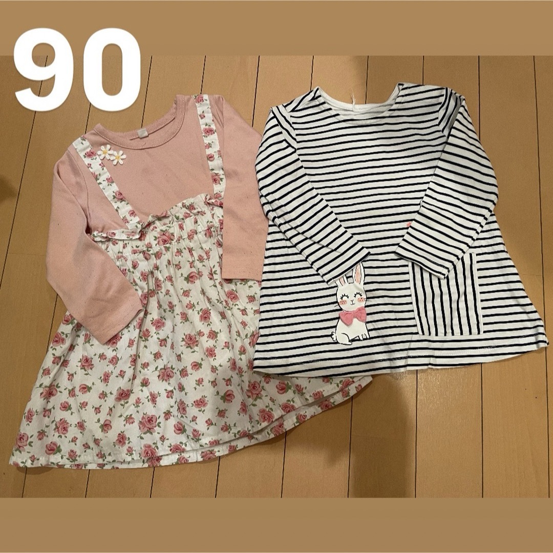 【90cm】春服　薄手の長袖　トップス　チュニック　ワンピース キッズ/ベビー/マタニティのキッズ服女の子用(90cm~)(Tシャツ/カットソー)の商品写真