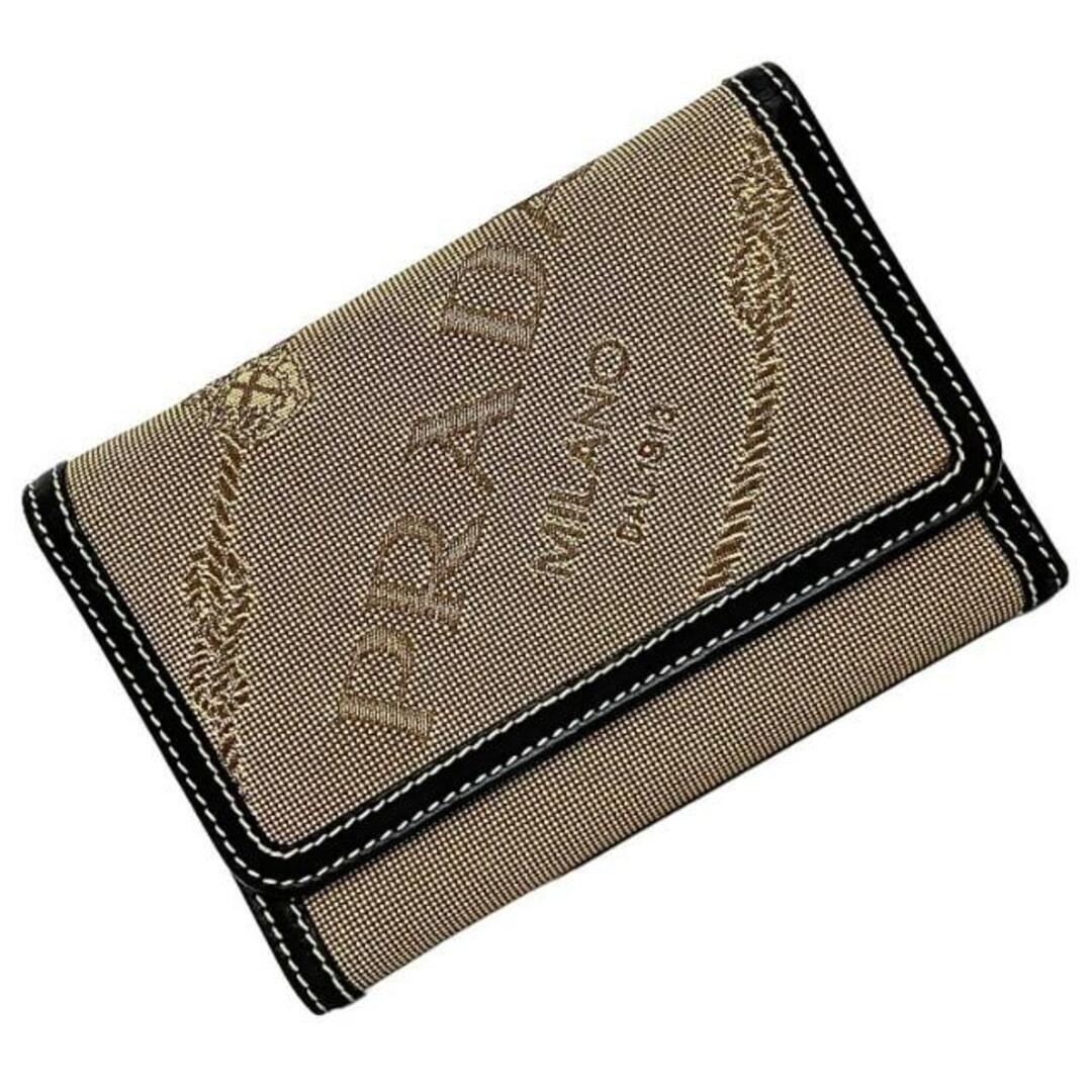 PRADA - プラダ 三つ折り 財布 ベージュ ブラック コルダ ブル PRADA - プラダ 三つ折り 財布 ベージュ ブラック コルダ ブル