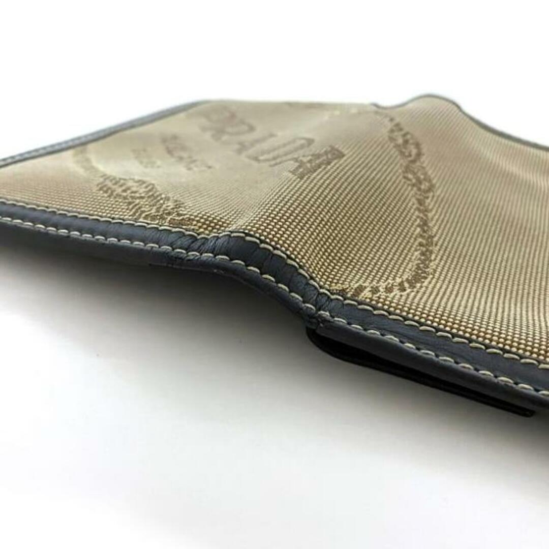 PRADA - プラダ 三つ折り 財布 ベージュ ブラック コルダ ブル PRADA - プラダ 三つ折り 財布 ベージュ ブラック コルダ ブル
