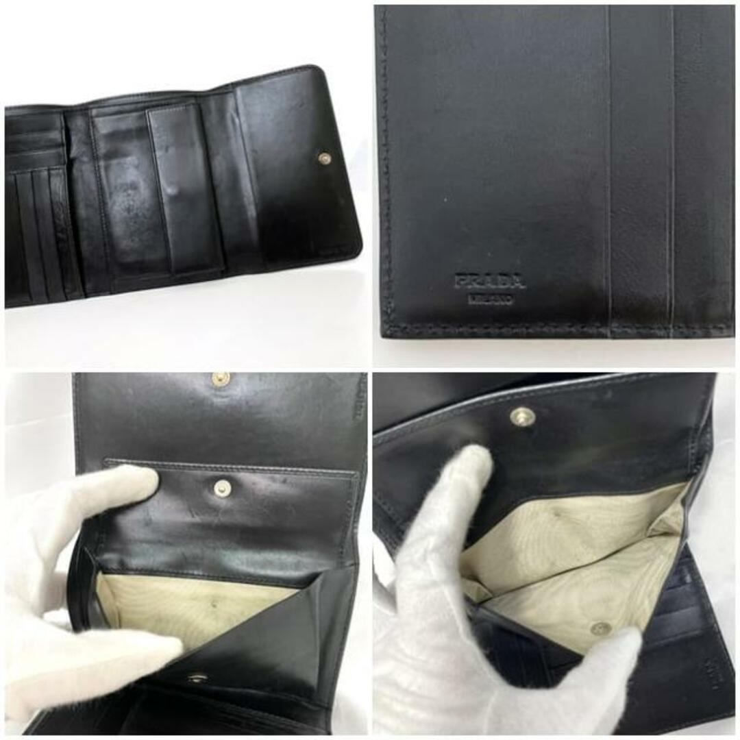 PRADA - プラダ 三つ折り 財布 ベージュ ブラック コルダ ブル PRADA - プラダ 三つ折り 財布 ベージュ ブラック コルダ ブル