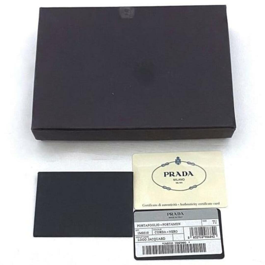 PRADA - プラダ 三つ折り 財布 ベージュ ブラック コルダ ブル PRADA - プラダ 三つ折り 財布 ベージュ ブラック コルダ ブル