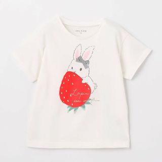 エニィファム(anyFAM)の新品 anyFAM 接触冷感 ミラクルプリント  Tシャツ ホワイト 130(Tシャツ/カットソー)