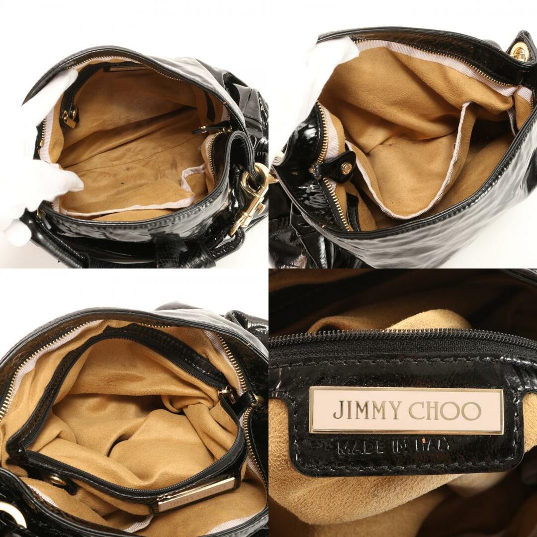 JIMMY CHOO(ジミーチュウ)のジミーチュウ エナメル レザー ショルダーバッグ 肩掛け トート ハンド ブラック 黒 ホーボー レディース EHM AA10-1 レディースのバッグ(ショルダーバッグ)の商品写真