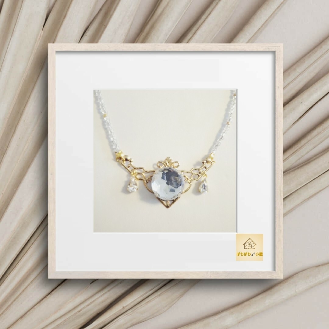 🐾   ティアラ型 ダイヤカット ビーズ ビジュー チョーカー ネックレス ハンドメイドのアクセサリー(ネックレス)の商品写真