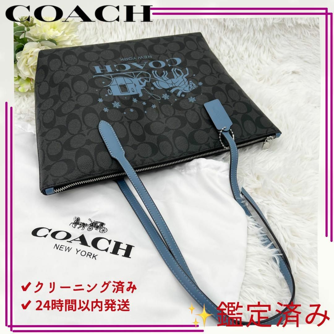 COACH(コーチ)の【未使用に近い】COACH シグネチャー キャンバス ホースアンドスレイ トート レディースのバッグ(トートバッグ)の商品写真