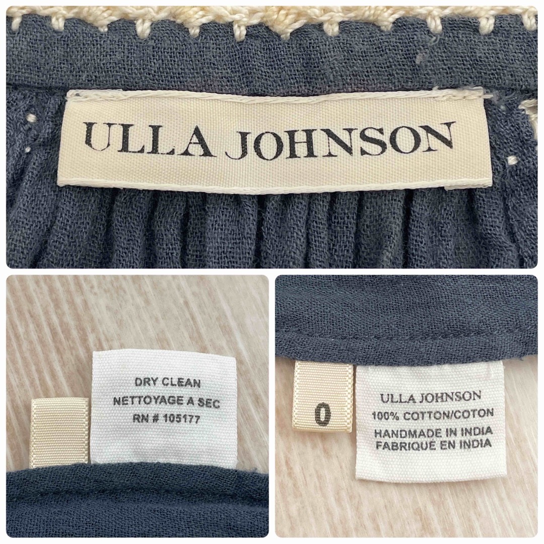 ULLA JOHNSON(ウラジョンソン)のULLA JOHNSON コットン刺繍ブラウス ブルーグレー インド製 レディースのトップス(シャツ/ブラウス(長袖/七分))の商品写真