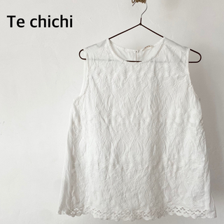 テチチ(Techichi)のテチチ　ホワイト　ノースリーブ　トップス　シャツ　コットン　フリーサイズ(シャツ/ブラウス(半袖/袖なし))