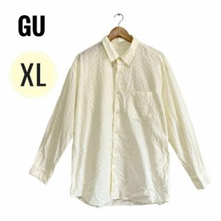 GU - GU シャツ　ブラウス　レースオーバーサイズシャツ クリーム色　XL