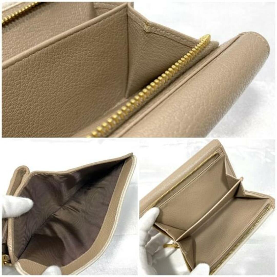ミュウミュウ 三つ折り 財布 ベージュ ブラウン L字ファスナー ミュウミュウ 三つ折り 財布 ベージュ ブラウン L字ファスナー
