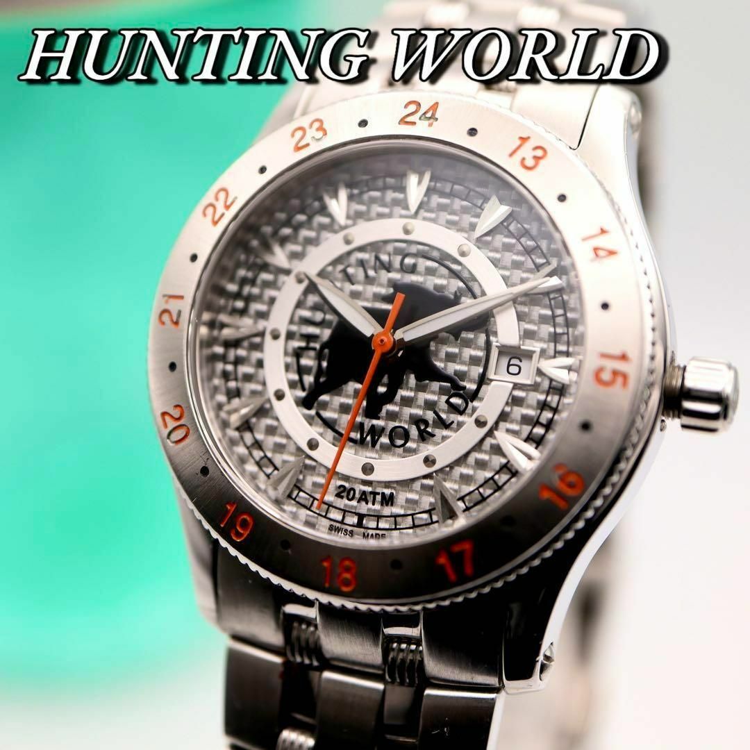 HUNTING WORLD(ハンティングワールド)のHUNTING WORLD デイト シルバー メンズ腕時計 468 メンズの時計(腕時計(アナログ))の商品写真