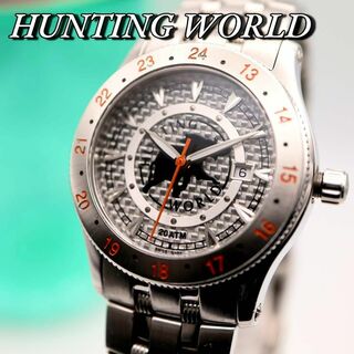 HUNTING WORLD デイト シルバー メンズ腕時計 468