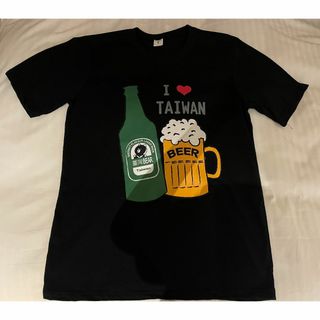 新品　I Love Taiwan＆ビール　おもしろTシャツ　黒色　Lサイズ♪(Tシャツ/カットソー(半袖/袖なし))