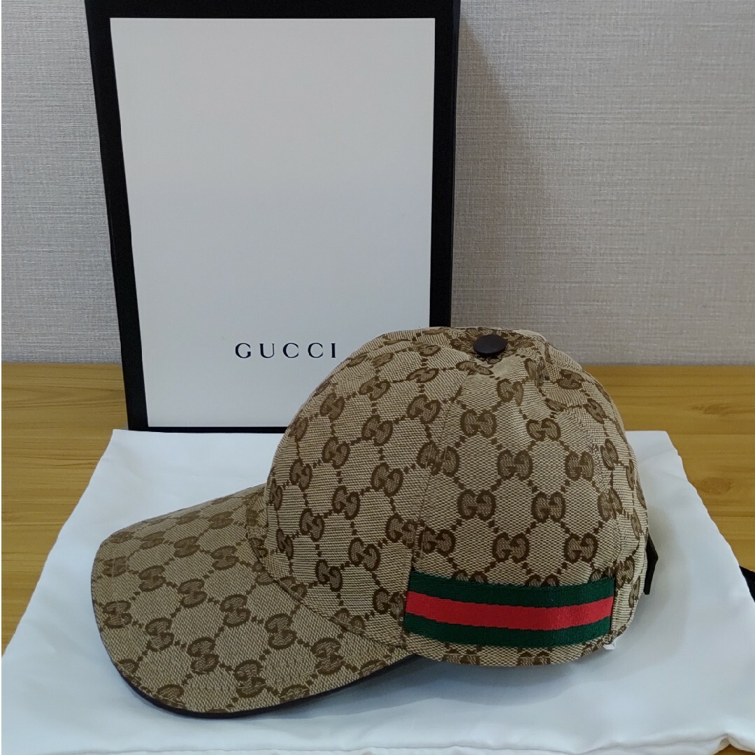 Gucci(グッチ)のGUCCI GGキャンバス XS56 シェリーライン キャップ 帽子  男女兼用 レディースの帽子(キャップ)の商品写真