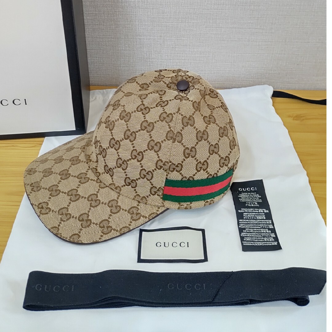 Gucci(グッチ)のGUCCI GGキャンバス XS56 シェリーライン キャップ 帽子  男女兼用 レディースの帽子(キャップ)の商品写真