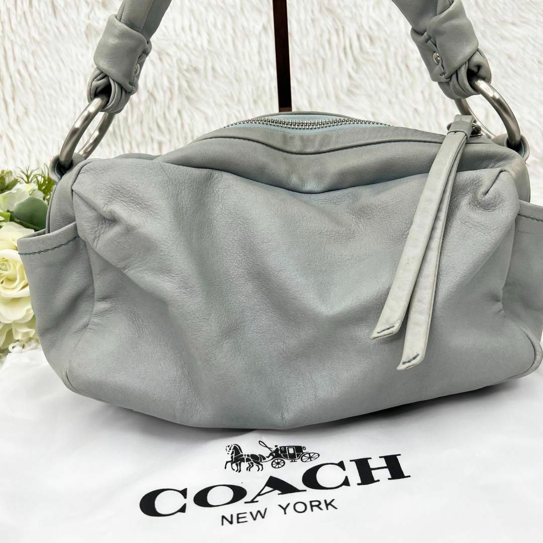 COACH(コーチ)のCOACH コーチ ショルダーバッグ 美品 13442 ライトブルー レザー レディースのバッグ(ショルダーバッグ)の商品写真