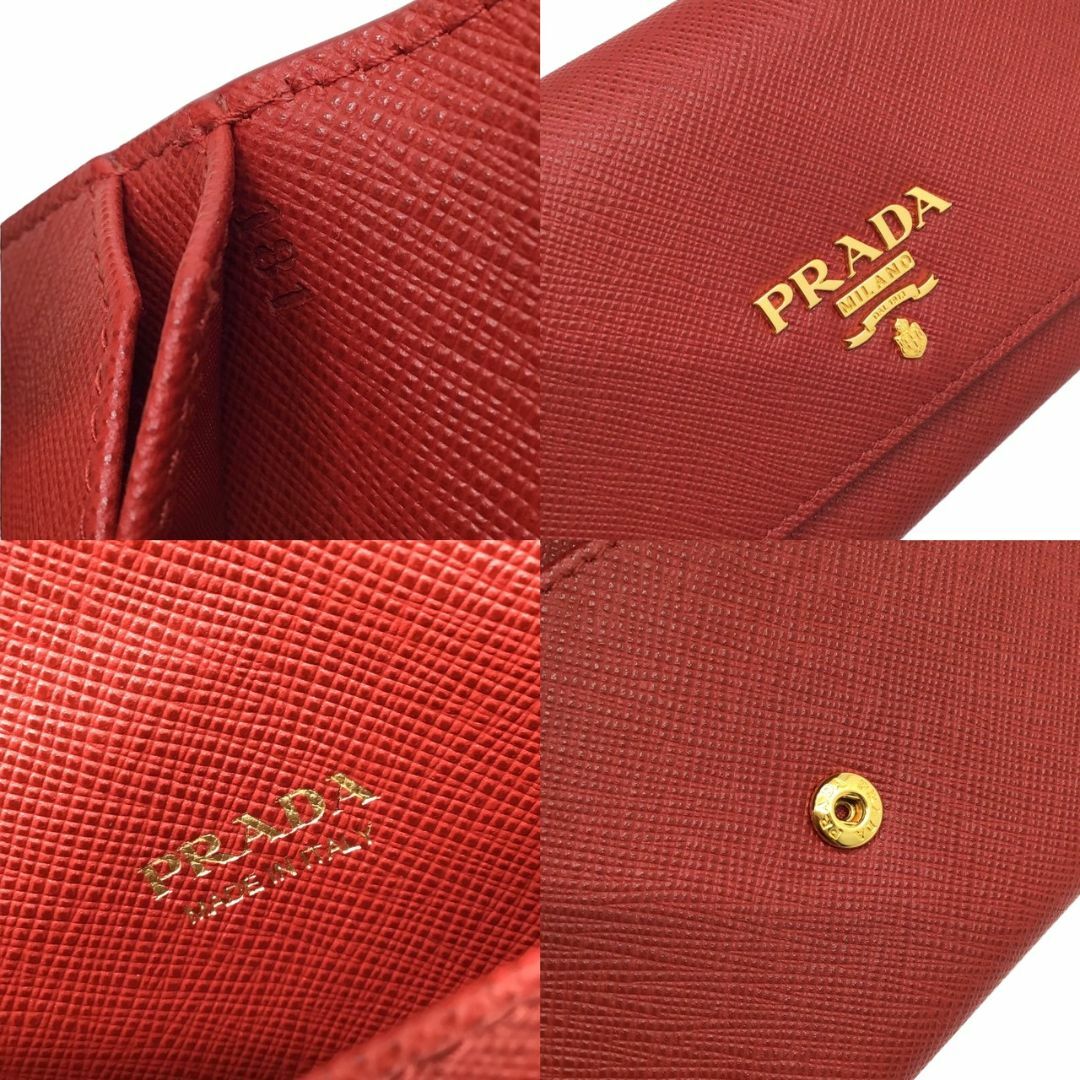 PRADA(プラダ)のPRADA　プラダ　カードケース　1MC004　サフィアーノ　レッド　赤　ゴールド金具　パスケース　ポーチ　小物入れ　名刺入れ　レザーグッズ　レディース　メンズ　ユニセックス レディースのファッション小物(名刺入れ/定期入れ)の商品写真