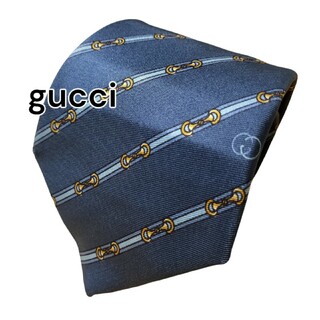 グッチ(Gucci)の【gucciI】　グッチ　ネイビー系　ストライプ　イタリア製(ネクタイ)