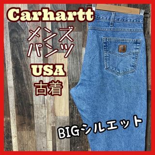 カーハート(carhartt)のカーハート メンズ デニム パンツ バギー ブルー 2XL 38 極太 古着(デニム/ジーンズ)