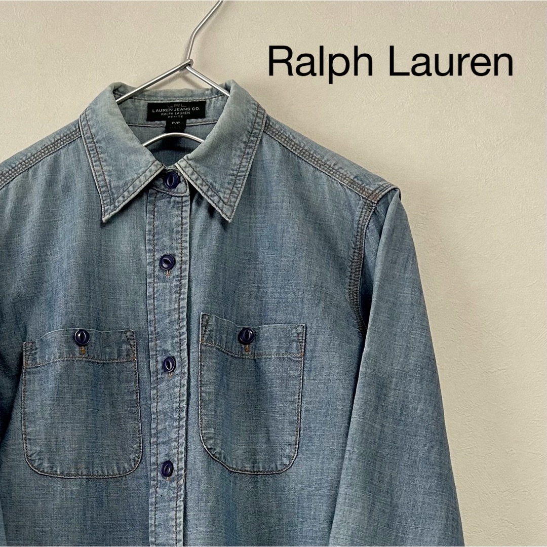 Ralph Lauren(ラルフローレン)の古着 90s POLO Ralph Lauren 長袖BDシャツ シャンブレー レディースのトップス(シャツ/ブラウス(長袖/七分))の商品写真