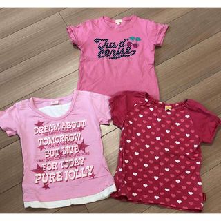 【サイズ110】女の子　半袖Tシャツ３枚セット　赤ピンク　ハッシュアッシュなど