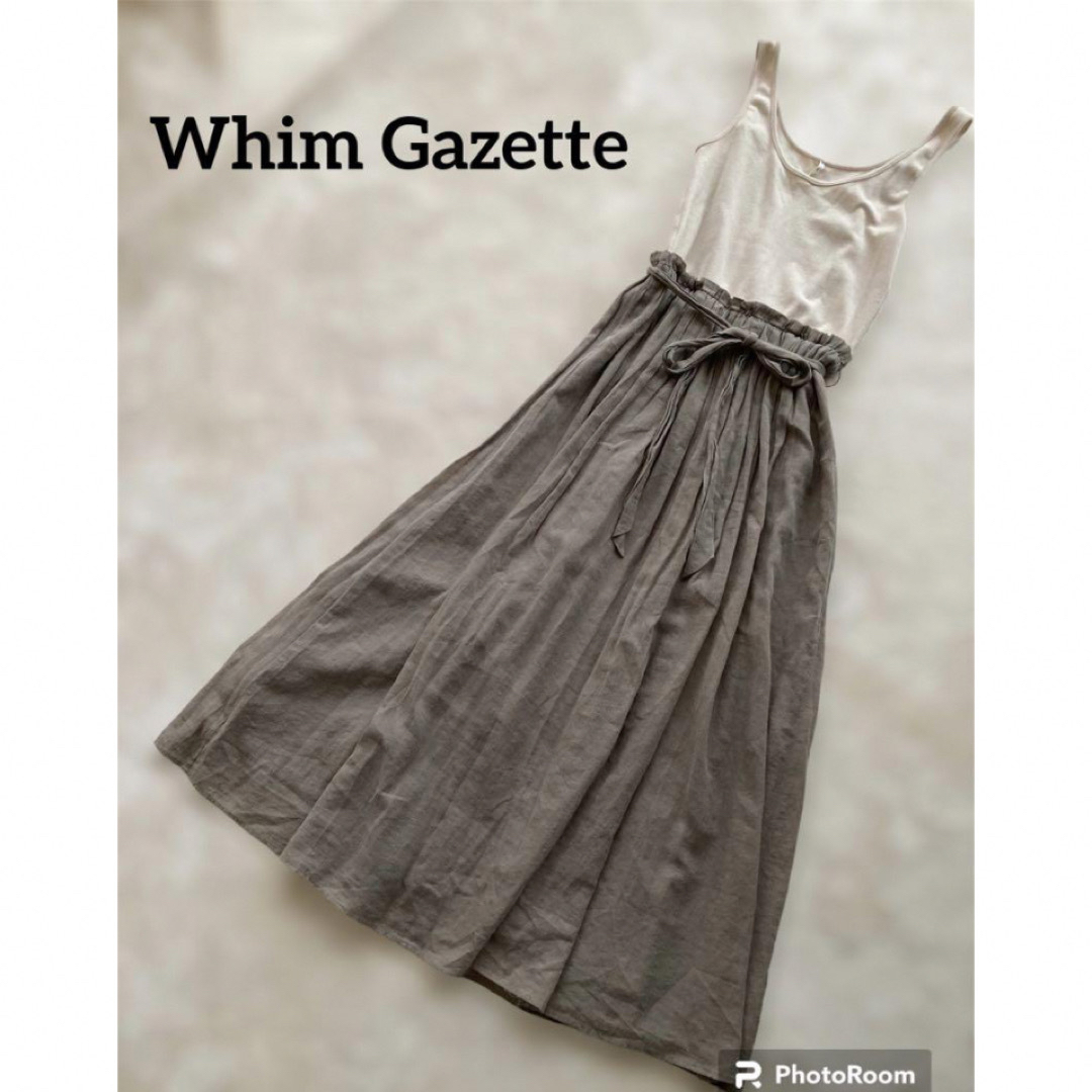 Whim Gazette(ウィムガゼット)のリボン有　ウィムガゼット 田丸麻紀コラボ コットンシフォン ドッキングワンピース レディースのワンピース(ロングワンピース/マキシワンピース)の商品写真