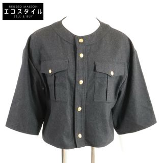 セリーヌ 【美品/国内正規】2B708561F トリオンフ カシミヤ100％ ノーカラー 34