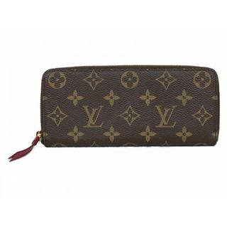 ルイヴィトン(LOUIS VUITTON)のLOUIS VUITTON　ルイヴィトン　ポルトフォイユ・クレマンス　M60742　長財布　ロングウォレット　モノグラム　ブラウン　フューシャ　ゴールド金具　シンプル　レディース　ギフト　プレゼント包装可【中古】松前R56号店(財布)