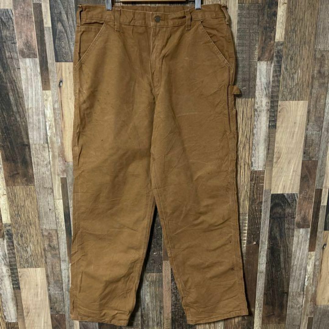 carhartt(カーハート)のカーハート メンズ ロゴ ダック生地 XL 36 ワーク ベージュ パンツ 古着 メンズのパンツ(ワークパンツ/カーゴパンツ)の商品写真