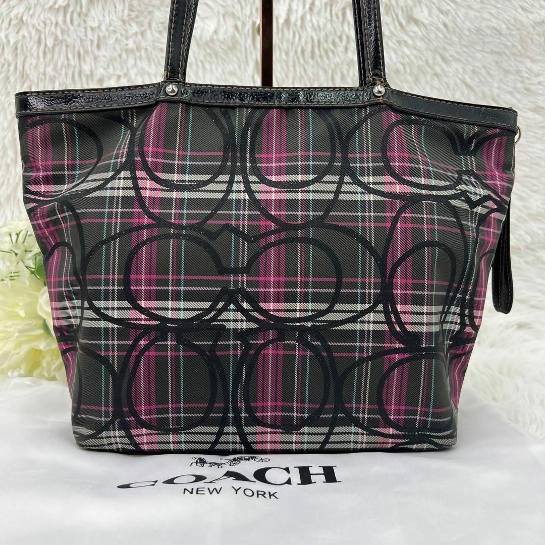 COACH(コーチ)の【美品】COACH コーチ シグネチャー タータンチェック トートバッグ レディースのバッグ(トートバッグ)の商品写真