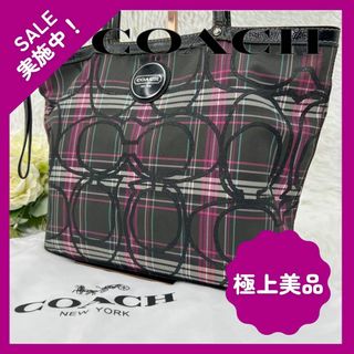 COACH - 【美品】COACH コーチ シグネチャー タータンチェック トートバッグ