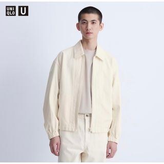 ユニクロ(UNIQLO)のUNIQLO U ジップアップブルゾン Mサイズ　オフホワイト(ブルゾン)