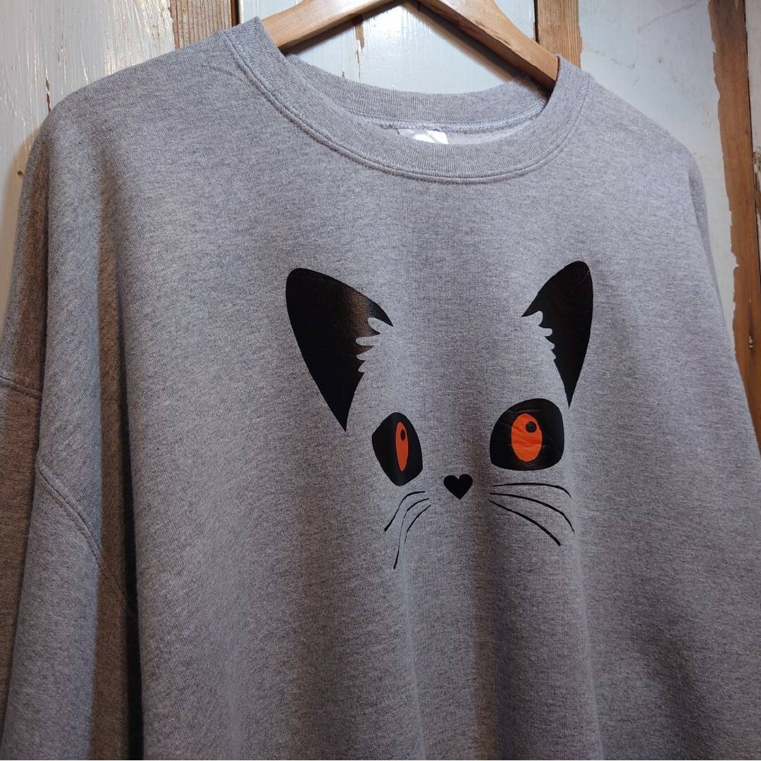 GILDAN(ギルタン)の☆US古着GILDAN猫アニマルスウェットシャツ/ロシアンブルー/XL メンズのトップス(スウェット)の商品写真