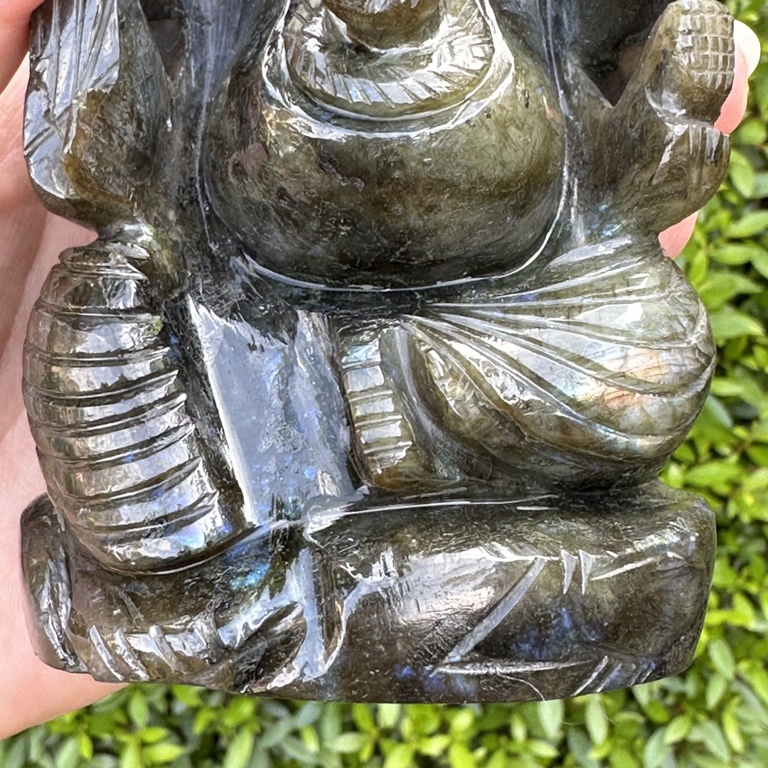 SV28 ガネーシャ像 ラブラドライト 天然石 パワーストーン レディースのアクセサリー(ブレスレット/バングル)の商品写真