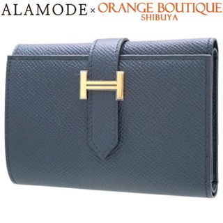 エルメス(Hermes)の【未使用】HERMES(エルメス) ベアン コンビネ ブルーインディゴ ネイビー紺 ヴォーエプソン ゴールド金具 B刻印 コンパクト財布 三つ折り 3つ折り ミニウォレット ユニセックス 40803001632【アラモード】(財布)