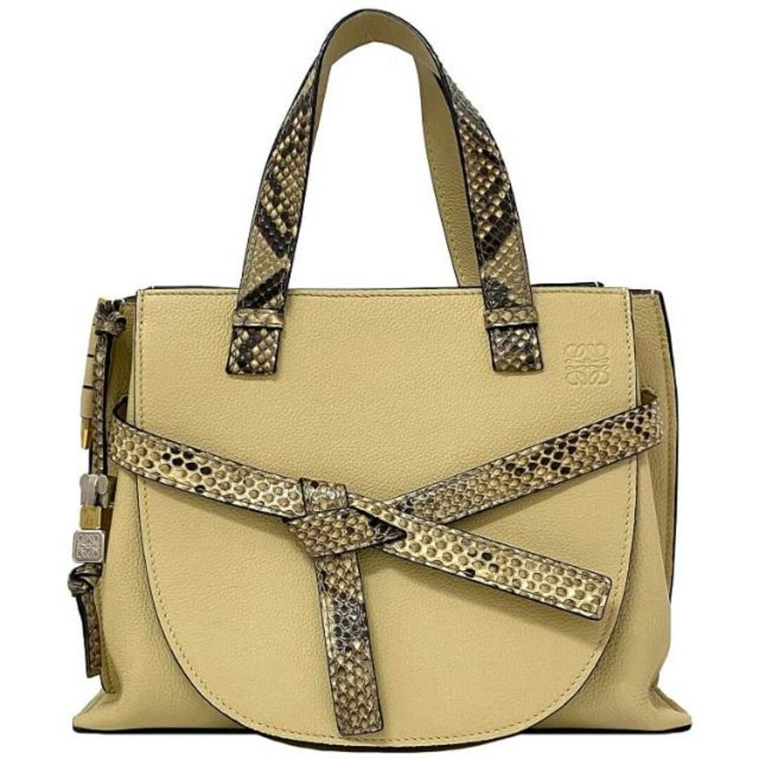 LOEWE - ロエベ ハンドバッグ ゲートバッグ ベージュ 蛇 美品 LOEWE - ロエベ ハンドバッグ ゲートバッグ ベージュ 蛇 美品