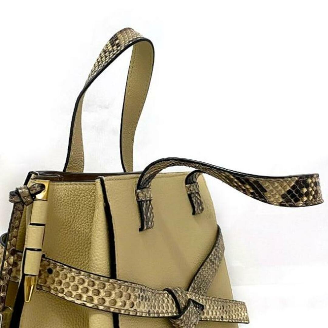 LOEWE - ロエベ ハンドバッグ ゲートバッグ ベージュ 蛇 美品 LOEWE - ロエベ ハンドバッグ ゲートバッグ ベージュ 蛇 美品