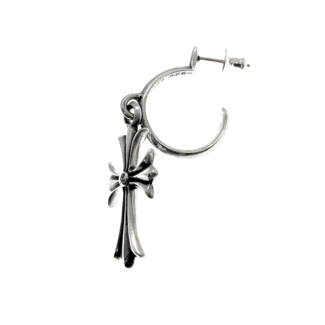 Chrome Hearts(クロムハーツ)のクロムハーツ CHROME HEARTS ■ 【 TINY CH CROSS 】 タイニー CH クロス フープ シルバー ピアス　s2968 メンズのアクセサリー(ピアス(片耳用))の商品写真